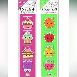 SCENTED Magnetic Page Clips Bookmarkers, Cherry Pie & Tutti Frutti Scent